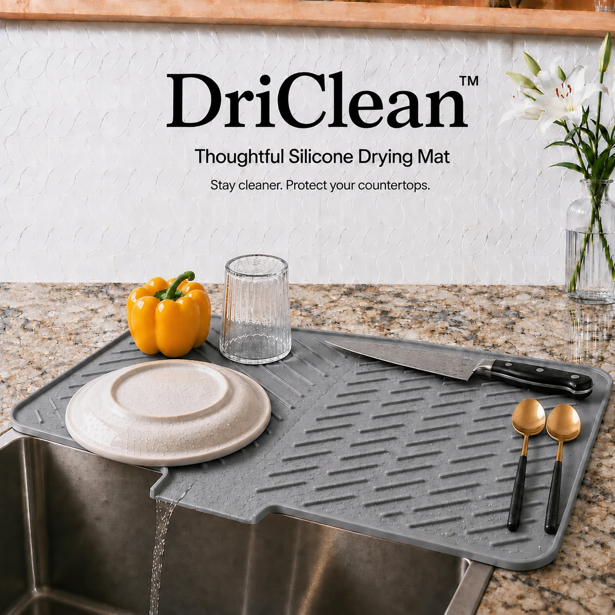 DriClean™ Silicone Dish Drying Mat