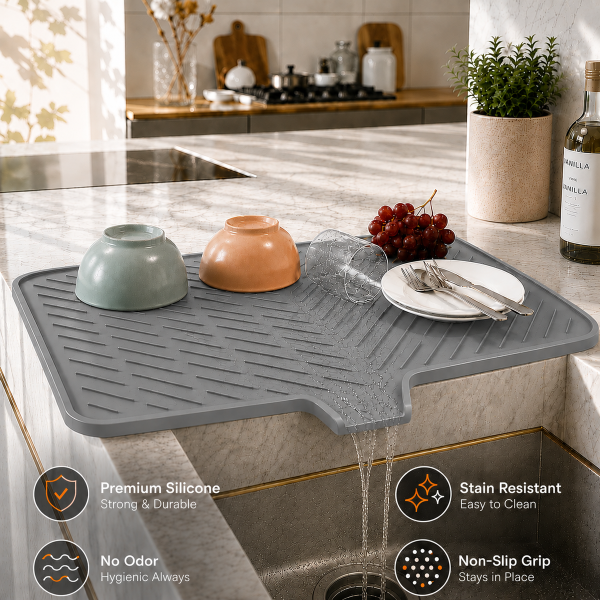FlowDry™ Silicone Dish Drying Mat